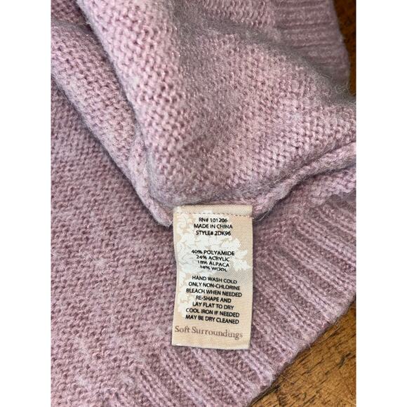Soft Surroundings Womens Serena Blush Pink Alpaca Blend Faux Wrap Cozy Sweater L - Picture 4 of 7